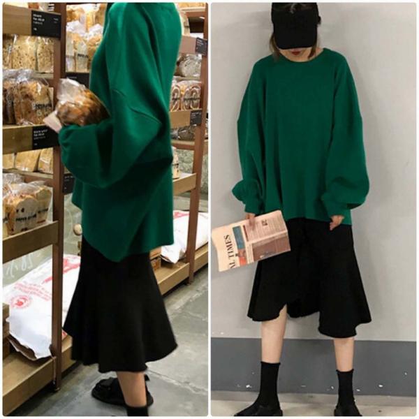 レディース　ニット　セーター　長袖　あったか　ゆったり　オーバーサイズ　トップス　秋　冬　カジュアル　キュート　大人　可愛い　大人女子　フェミニン　おしゃれ　お出かけ　オフィス　デイリー　グリーン　ブラック　フリーサイズ　送料無料