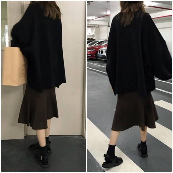 レディース　ニット　セーター　長袖　あったか　ゆったり　オーバーサイズ　トップス　秋　冬　カジュアル　キュート　大人　可愛い　大人女子　フェミニン　おしゃれ　お出かけ　オフィス　デイリー　グリーン　ブラック　フリーサイズ　送料無料