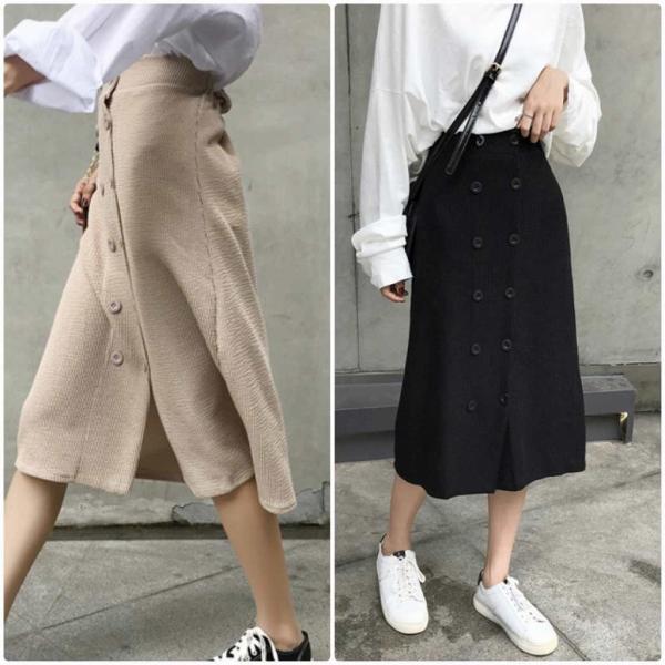 レディース　ニット　ロングスカート　ハイウエスト　タイト　ミモレ丈　秋　冬　ボトムス　カジュアル　キュート　大人　可愛い　フェミニン　きれいめ　おしゃれ　お出かけ　デイリー　二次会　お呼ばれ　ブラウン　ブラック　ベージュ　フリーサイズ　送料無料