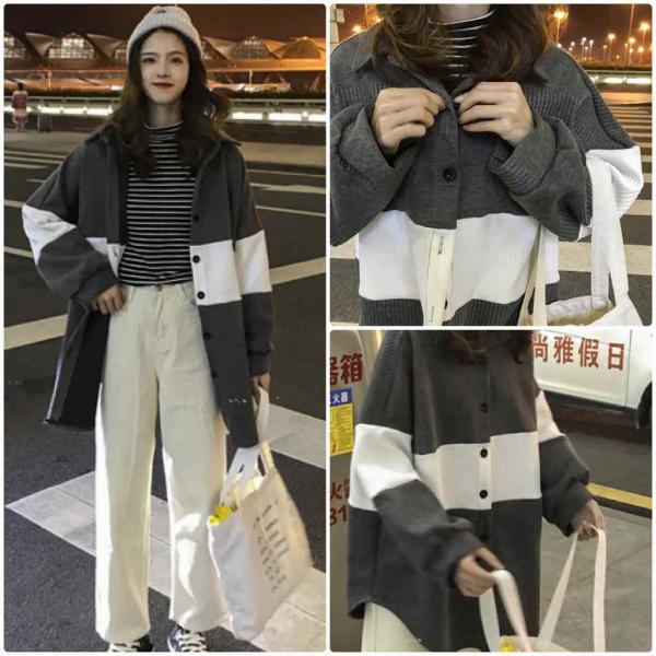 レディース　カーディガン　ボーダー　ニット　セーター　ジャケット　アウター　羽織　長袖　トップス　カジュアル　キュート　大人　可愛い　大人女子　フェミニン　おしゃれ　お出かけ　オフィス　デイリー　普段着　グレー　ブラック　フリーサイズ　送料無料