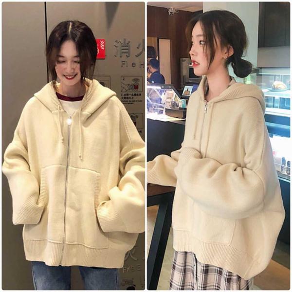 レディース　ニット　パーカー　ジップアップ　セーター　長袖　あったか　ゆったり　オーバーサイズ　トップス　秋　冬　カジュアル　キュート　大人　可愛い　大人女子　フェミニン　おしゃれ　お出かけ　オフィス　デイリー　ホワイト　パープル　フリーサイズ　送料無料