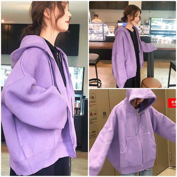 レディース　ニット　パーカー　ジップアップ　セーター　長袖　あったか　ゆったり　オーバーサイズ　トップス　秋　冬　カジュアル　キュート　大人　可愛い　大人女子　フェミニン　おしゃれ　お出かけ　オフィス　デイリー　ホワイト　パープル　フリーサイズ　送料無料