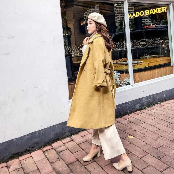 レディース　チェスターコート　ジャケット　ロング丈　アウター　秋　冬　カジュアル　キュート　大人　可愛い　大人女子　フェミニン　きれいめ　エレガント　おしゃれ　お出かけ　お呼ばれ　デイリー　オフィス　イエロー　ブルー　ベージュ　フリーサイズ　送料無料