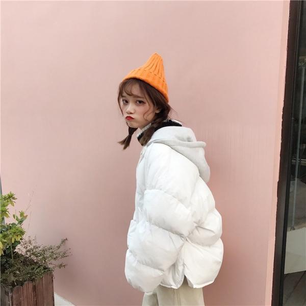 レディース　中綿ジャケット　フード付き　オーバーサイズ　コート　アウター　秋　冬　カジュアル　キュート　大人　可愛い　大人女子　フェミニン　きれいめ　エレガント　おしゃれ　お出かけ　デイリー　オフィス　ホワイト　ブラック　カーキ　フリーサイズ　送料無料