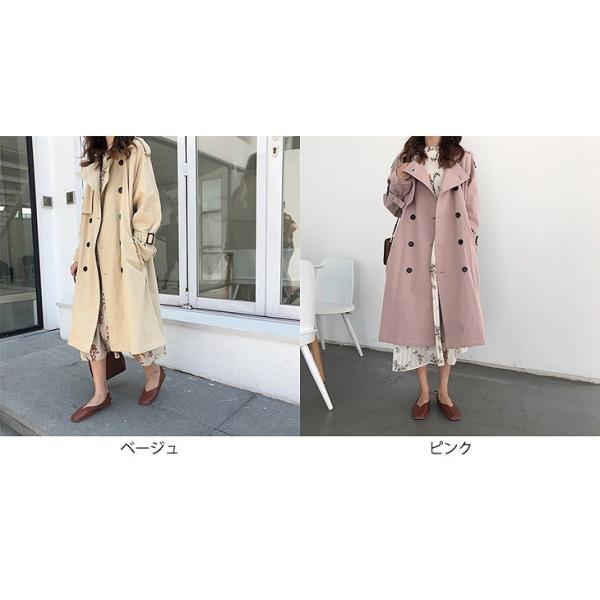 レディース　トレンチコート　ダブル　コート　アウター　秋　冬　カジュアル　キュート　大人　可愛い　大人女子　フェミニン　きれいめ　エレガント　おしゃれ　お出かけ　お呼ばれ　デイリー　オフィス　ベージュ　ピンク　フリーサイズ　送料無料