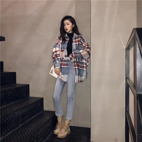 レディース　ブラウス　シャツ　チェック柄　オーバーサイズ　ゆったり　長袖　トップス　カジュアル　キュート　可愛い　フェミニン　きれいめ　上品　エレガント　おしゃれ　お出かけ　オフィス　デート　デイリー　ホワイト　ローズピンク　フリーサイズ　送料無料