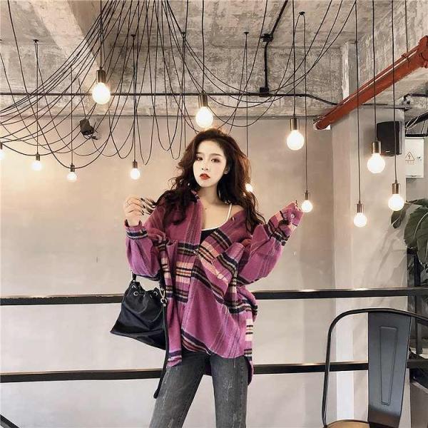 レディース　ブラウス　シャツ　チェック柄　オーバーサイズ　ゆったり　長袖　トップス　カジュアル　キュート　可愛い　フェミニン　きれいめ　上品　エレガント　おしゃれ　お出かけ　オフィス　デート　デイリー　ホワイト　ローズピンク　フリーサイズ　送料無料