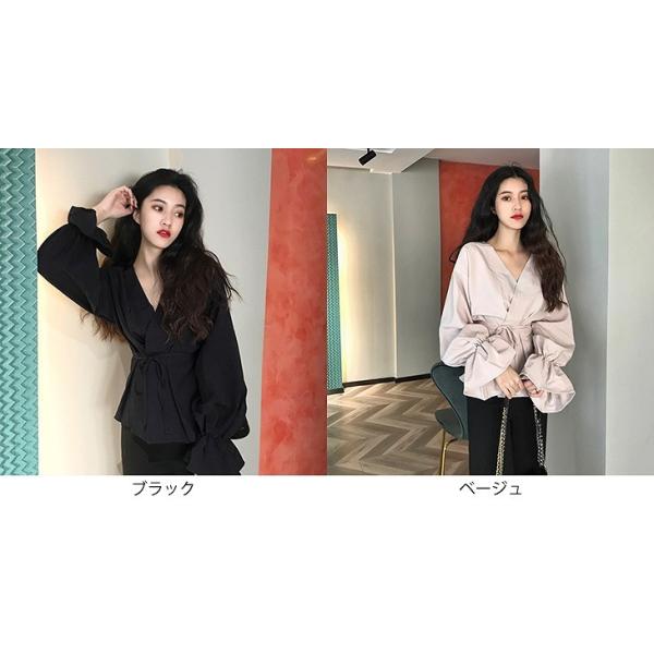 レディース　ブラウス　シャツ　キャンディスリーブ　オーバーサイズ　ゆったり　長袖　トップス　カジュアル　キュート　可愛い　フェミニン　きれいめ　上品　エレガント　おしゃれ　お出かけ　オフィス　デート　デイリー　ブラック　ベージュ　フリーサイズ　送料無料