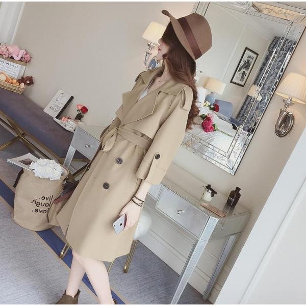 レディース　トレンチコート　七分袖　コート　アウター　秋　冬　カジュアル　キュート　大人　可愛い　大人女子　フェミニン　きれいめ　エレガント　おしゃれ　お出かけ　お呼ばれ　デイリー　オフィス　カーキ　レッド　S　M　L　サイズ　送料無料