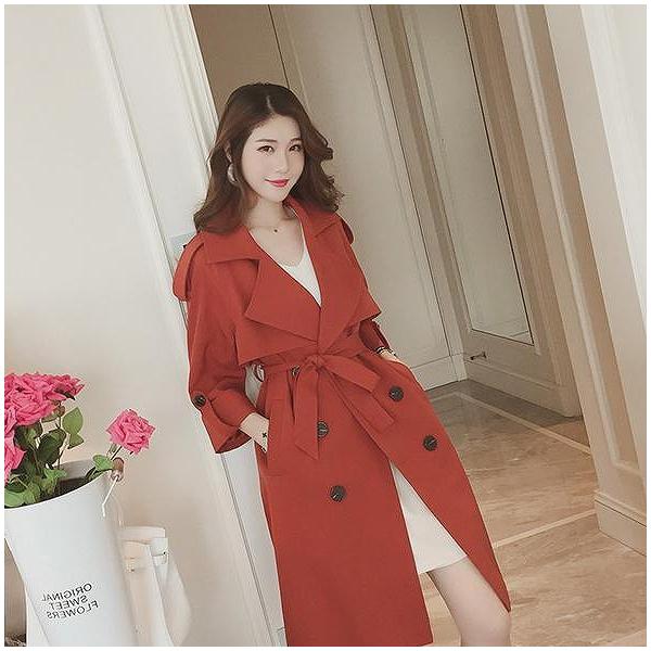 レディース　トレンチコート　七分袖　コート　アウター　秋　冬　カジュアル　キュート　大人　可愛い　大人女子　フェミニン　きれいめ　エレガント　おしゃれ　お出かけ　お呼ばれ　デイリー　オフィス　カーキ　レッド　S　M　L　サイズ　送料無料