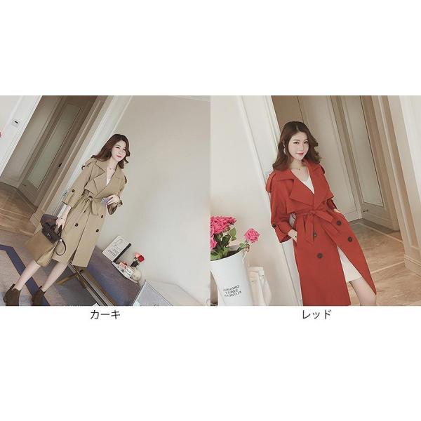 レディース　トレンチコート　七分袖　コート　アウター　秋　冬　カジュアル　キュート　大人　可愛い　大人女子　フェミニン　きれいめ　エレガント　おしゃれ　お出かけ　お呼ばれ　デイリー　オフィス　カーキ　レッド　S　M　L　サイズ　送料無料