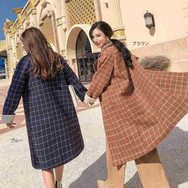 レディース　テーラードジャケット　ロング丈　コート　チェック柄　ジャケット　アウター　秋　冬　カジュアル　キュート　大人　可愛い　大人女子　フェミニン　きれいめ　エレガント　おしゃれ　お出かけ　お呼ばれ　デイリー　オフィス　ブルー　ブラウン　送料無料