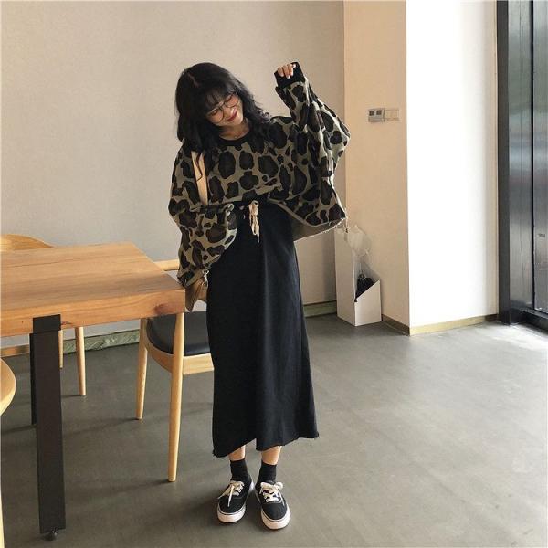 レディース　スウェット　ヒョウ柄　オーバーサイズ　ゆったり　プルオーバー　長袖　トレーナー　トップス　カジュアル　キュート　大人　可愛い　大人女子　フェミニン　おしゃれ　デイリー　普段着　ブラウン　グリーン　フリーサイズ　送料無料