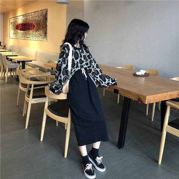 レディース　スウェット　ヒョウ柄　オーバーサイズ　ゆったり　プルオーバー　長袖　トレーナー　トップス　カジュアル　キュート　大人　可愛い　大人女子　フェミニン　おしゃれ　デイリー　普段着　ブラウン　グリーン　フリーサイズ　送料無料