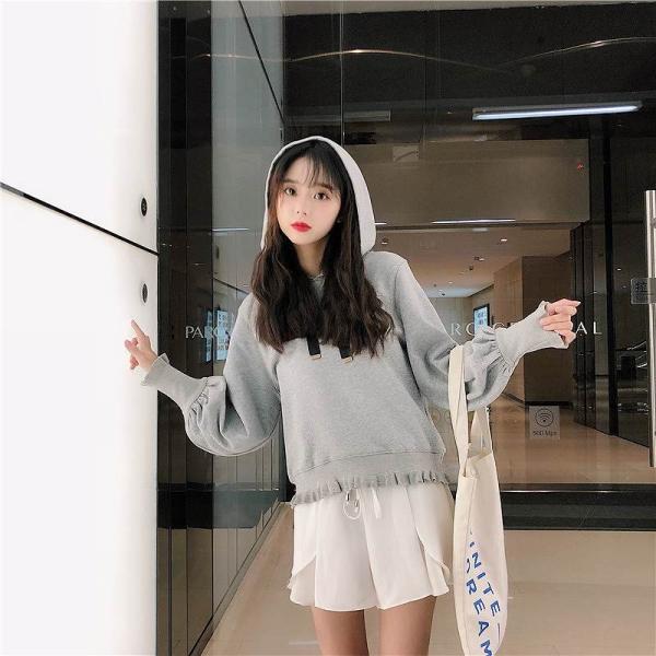 レディース　スウェット　パーカー　無地　シンプル　オーバーサイズ　ゆったり　プルオーバー　長袖　トレーナー　トップス　カジュアル　キュート　大人　可愛い　大人女子　フェミニン　おしゃれ　デイリー　普段着　ピンク　グレー　フリーサイズ　送料無料