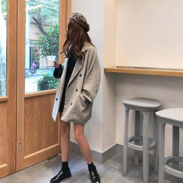 レディース　チェスターコート　ジャケット　アウター　秋　冬　カジュアル　キュート　大人　可愛い　大人女子　フェミニン　きれいめ　エレガント　おしゃれ　お出かけ　お呼ばれ　デイリー　オフィス　ダークグレー　グレー　フリーサイズ　送料無料