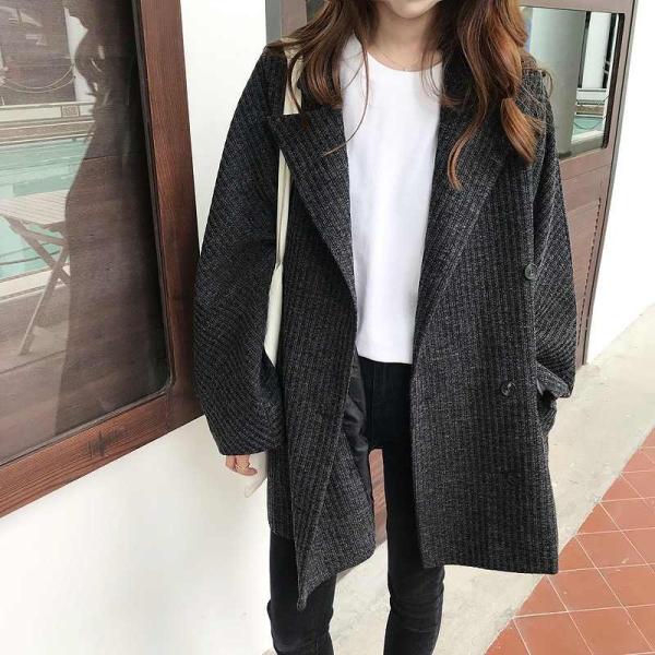 レディース　チェスターコート　ジャケット　アウター　秋　冬　カジュアル　キュート　大人　可愛い　大人女子　フェミニン　きれいめ　エレガント　おしゃれ　お出かけ　お呼ばれ　デイリー　オフィス　ダークグレー　グレー　フリーサイズ　送料無料