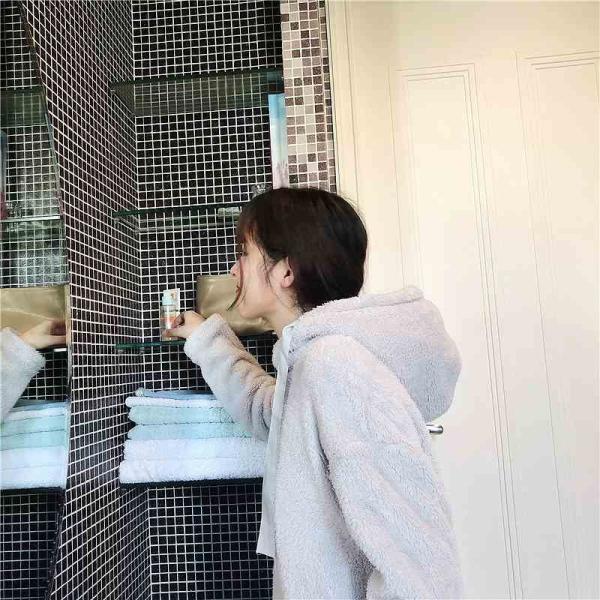レディース　トップス　ロング　パーカー　もこもこ　フード付き　長袖　ポケット　無地　カジュアル　大人可愛い　フェミニン　ルームウェア　ナイトウェア　リラックス　ルーズ　デイリー　グレー　ピンク　フリーサイズ　送料無料