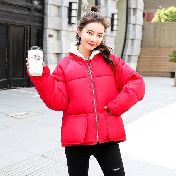 レディース　アウター　中綿　ジャケット　長袖　ジップアップ　無地　ノーカラー　カジュアル　大人可愛い　フェミニン　スポーツ　ジョギング　お出かけ　デート　デイリー　ホワイト　キャメル　レッド　ブラック　M　L　XL　送料無料