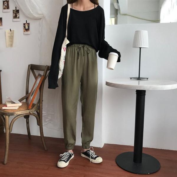 レディース　トップス　カットソー　薄手　ラウンドネック　バッククロス　12分袖　無地　カジュアル　大人可愛い　ラフスタイル　お出かけ　デート　デイリー　グリーン　ブラック　ホワイト　フリーサイズ　送料無料