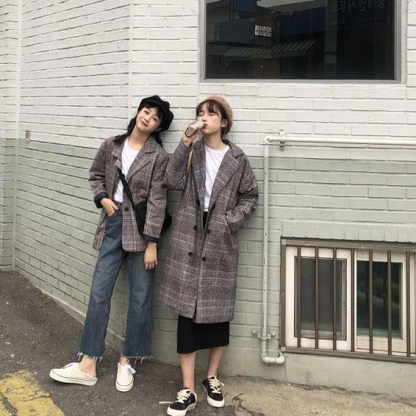 レディース　アウター　ジャケット　コート　チェック　長袖　ロング丈　ショート丈　秋冬　カジュアル　大人可愛い　フェミニン　オフィス　お出かけ　デート　デイリー　ブラウン　フリーサイズ　送料無料