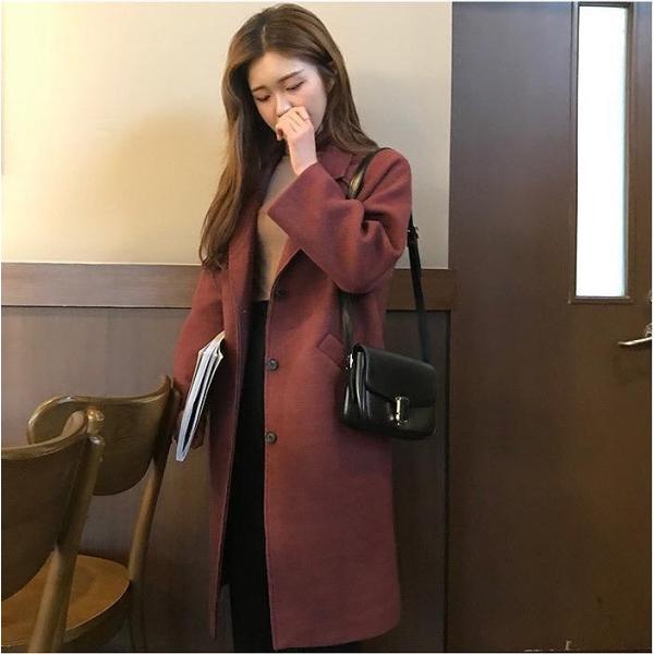 レディース　アウター　コート　ロング　長袖　無地　定番　カジュアル　大人可愛い　フェミニン　通勤　通学　お出かけ　デート　デイリー　ワイン　ワンサイズ　送料無料