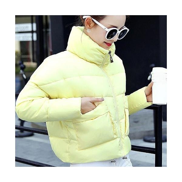 レディース　アウター　中綿　ジャケット　ボリュームネック　長袖　ジップアップ　無地　カジュアル　大人可愛い　フェミニン　スポーツ　ジョギング　お出かけ　デート　デイリー　イエロー　ワンサイズ　送料無料