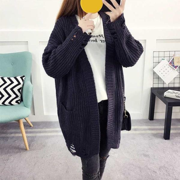 レディース　トップス　カーディガン　ロング　Vネック　長袖　ゆったり　無地　カジュアル　大人可愛い　オフィス　お出かけ　デート　デイリー　ホワイト　イエロー　ブラウン　ブラック　ワンサイズ　送料無料