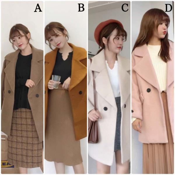 レディース　ウールコート　ロング丈　アウター　ジャケット　秋　冬　カジュアル　キュート　大人　可愛い　大人女子　フェミニン　きれいめ　エレガント　おしゃれ　お出かけ　お呼ばれ　デイリー　オフィス　ブラウン　ベージュ　ピンク　フリーサイズ　送料無料