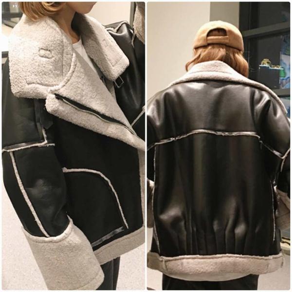 レディース　ライダースジャケット　フェイクレザー　オーバーサイズ　アウター　秋　冬　カジュアル　長袖　キュート　大人　可愛い　フェミニン　きれいめ　エレガント　おしゃれ　お出かけ　お呼ばれ　デイリー　オフィス　普段着　ブラック　M　L　サイズ　送料無料