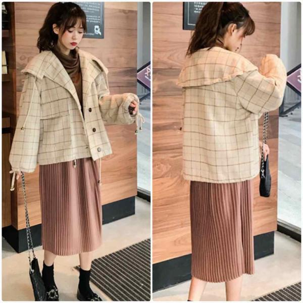 レディース　コート　チェック柄　アウター　ジャケット　秋　冬　カジュアル　キュート　大人　可愛い　大人女子　フェミニン　きれいめ　エレガント　おしゃれ　お出かけ　お呼ばれ　デイリー　オフィス　ブラウン　ベージュ　フリーサイズ　送料無料