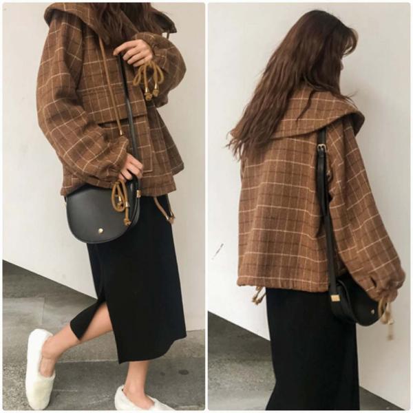 レディース　コート　チェック柄　アウター　ジャケット　秋　冬　カジュアル　キュート　大人　可愛い　大人女子　フェミニン　きれいめ　エレガント　おしゃれ　お出かけ　お呼ばれ　デイリー　オフィス　ブラウン　ベージュ　フリーサイズ　送料無料