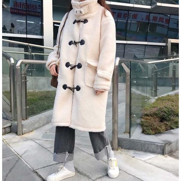 レディース　ボアジャケット　ダッフルコート　トグル　ロング丈　アウター　ジャケット　秋　冬　カジュアル　キュート　大人　可愛い　大人女子　フェミニン　きれいめ　エレガント　おしゃれ　お出かけ　お呼ばれ　デイリー　オフィス　ホワイト　フリーサイズ　送料無料