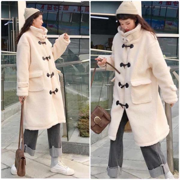 レディース　ボアジャケット　ダッフルコート　トグル　ロング丈　アウター　ジャケット　秋　冬　カジュアル　キュート　大人　可愛い　大人女子　フェミニン　きれいめ　エレガント　おしゃれ　お出かけ　お呼ばれ　デイリー　オフィス　ホワイト　フリーサイズ　送料無料