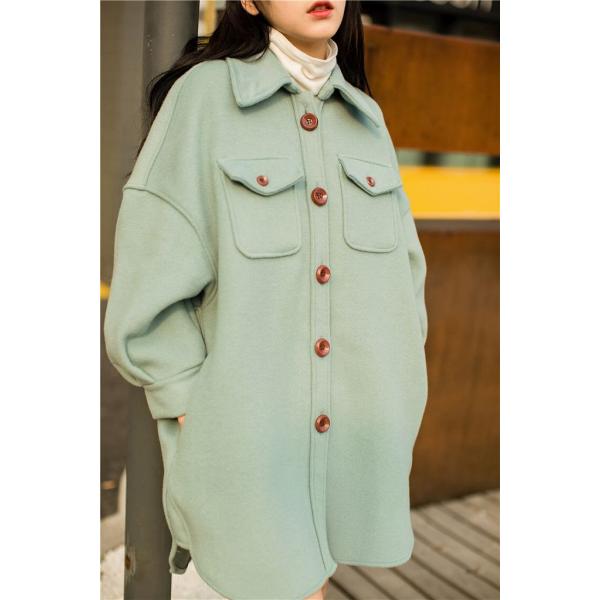 レディース　コート　ロング丈　シャツジャケット　あったか　ロングコート　アウター　ジャケット　秋　冬　カジュアル　キュート　大人　可愛い　大人女子　フェミニン　きれいめ　エレガント　おしゃれ　お出かけ　グリーン　ベージュ　小さいサイズ　送料無料