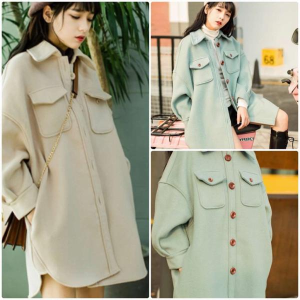 レディース　コート　ロング丈　シャツジャケット　あったか　ロングコート　アウター　ジャケット　秋　冬　カジュアル　キュート　大人　可愛い　大人女子　フェミニン　きれいめ　エレガント　おしゃれ　お出かけ　グリーン　ベージュ　小さいサイズ　送料無料