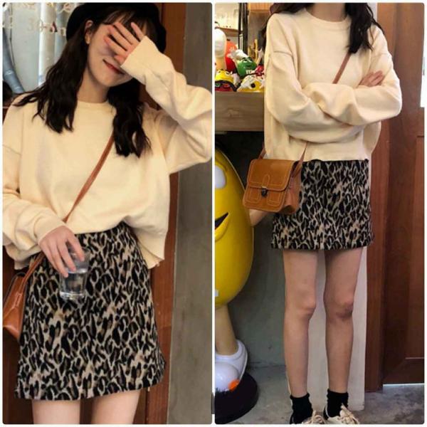 レディース　スカート　ヒョウ柄　台形スカート　ハイウエスト　タイト　スリム　ミニ丈　秋　冬　ボトムス　カジュアル　キュート　大人　可愛い　フェミニン　きれいめ　おしゃれ　お出かけ　デイリー　二次会　お呼ばれ　S　M　サイズ　送料無料