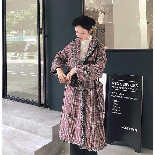 レディース　コート　チェック柄　あったか　アウター　ジャケット　秋　冬　カジュアル　キュート　大人　可愛い　大人女子　フェミニン　きれいめ　エレガント　おしゃれ　お出かけ　お呼ばれ　デイリー　オフィス　レッド　ブラック　フリーサイズ　送料無料