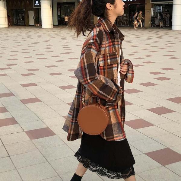 レディース　上下別売り　シャツ　ロング丈　チェック柄　スカート　レース　ミモレ丈　ゆったり　オーバーサイズ　長袖　カジュアル　キュート　可愛い　フェミニン　きれいめ　上品　おしゃれ　お出かけ　ブラック　ブラウン　フリーサイズ　送料無料