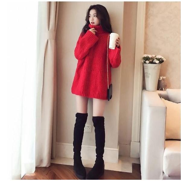 レディース　ニット　セーター　タートルネック　ハイネック　オーバーサイズ　長袖　プルオーバー　トップス　秋　冬　カジュアル　キュート　大人　可愛い　大人女子　フェミニン　おしゃれ　お出かけ　オフィス　デイリー　レッド　グリーン　フリーサイズ　送料無料