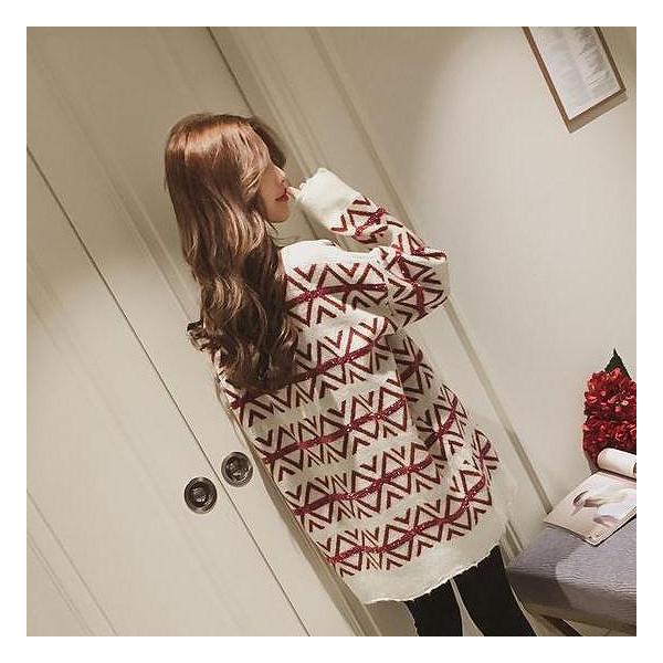 レディース　ニット　セーター　長袖　あったか　ゆったり　オーバーサイズ　プルオーバー　トップス　秋　冬　カジュアル　キュート　大人　可愛い　大人女子　フェミニン　おしゃれ　お出かけ　オフィス　デイリー　ホワイト　レッド　フリーサイズ　送料無料