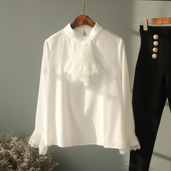 レディース　ボリュームスリーブ　フレアスリーブ　ブラウス　シャツ　長袖　トップス　カジュアル　キュート　大人　可愛い　フェミニン　おしゃれ　お出かけ　デイリー　普段着　ベージュ　ホワイト　ブラック　フリーサイズ　ワンサイズ　送料無料