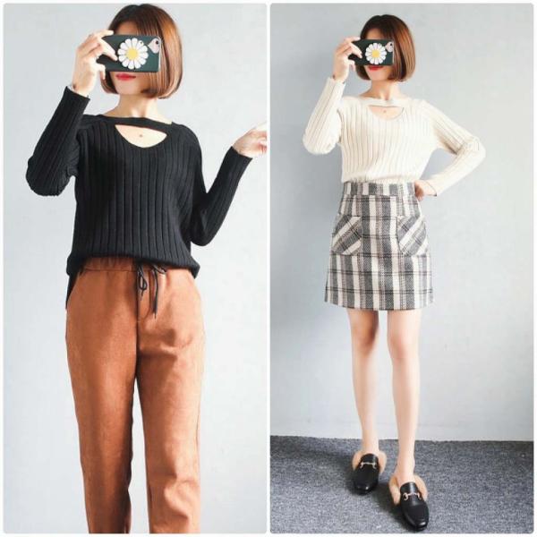 レディース　リブニット　カットソー　セーター　ボートネック　長袖　トップス　カジュアル　キュート　大人　可愛い　フェミニン　おしゃれ　お出かけ　オフィス　デイリー　普段着　ホワイト　ブラック　ベージュ　フリーサイズ　ワンサイズ　送料無料