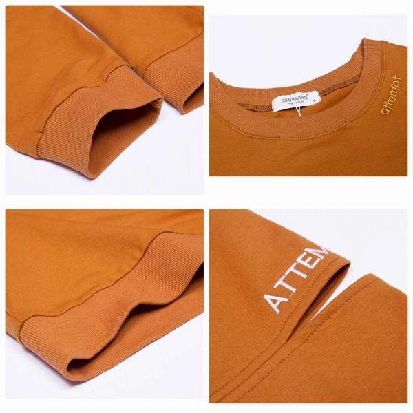 レディース　スウェット　ゆったり　トレーナー　クルーネック　長袖　トップス　カジュアル　キュート　大人　可愛い　フェミニン　おしゃれ　お出かけ　デイリー　普段着　ホワイト　ブラウン　フリーサイズ　ワンサイズ　送料無料