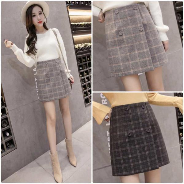 レディース　大きいサイズ　ショート丈　ひざ上　スカート　タイト　ボトムス　カジュアル　キュート　大人　可愛い　フェミニン　おしゃれ　お出かけ　オフィス　デイリー　グレー　ブラウン　S　M　L　XL　2XL　サイズ　送料無料