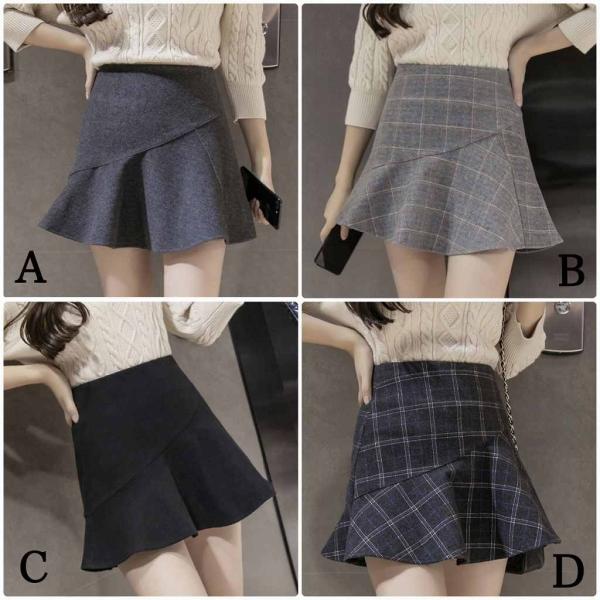 レディース　大きいサイズ　チェック柄　無地　ハイウエスト　ショート丈　ひざ上　スカート　フレア　ボトムス　カジュアル　キュート　大人　可愛い　フェミニン　おしゃれ　お出かけ　オフィス　デイリー　ブラック　グレー　S　M　L　XL　2XL　サイズ　送料無料