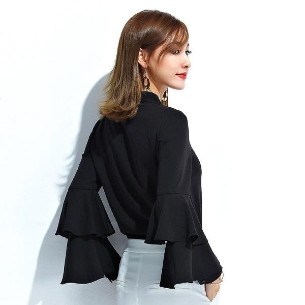 レディース　シフォン　ブラウス　シャツ　長袖　トップス　カジュアル　キュート　大人　可愛い　フェミニン　おしゃれ　お出かけ　エレガント　オフィス　デイリー　普段着　ホワイト　ブラック　M　L　XL　サイズ　送料無料
