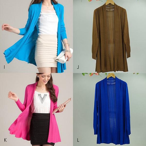 レディース　カーディガン　コーディガン　ロングカーデ　羽織　カジュアル　長袖　大人　可愛い　フェミニン　きれいめ　エレガント　おしゃれ　ホワイト　ピンク　イエロー　レッド　パープル　グリーン　グレー　ネイビー　ブラウン　オレンジ　フリーサイズ　送料無料