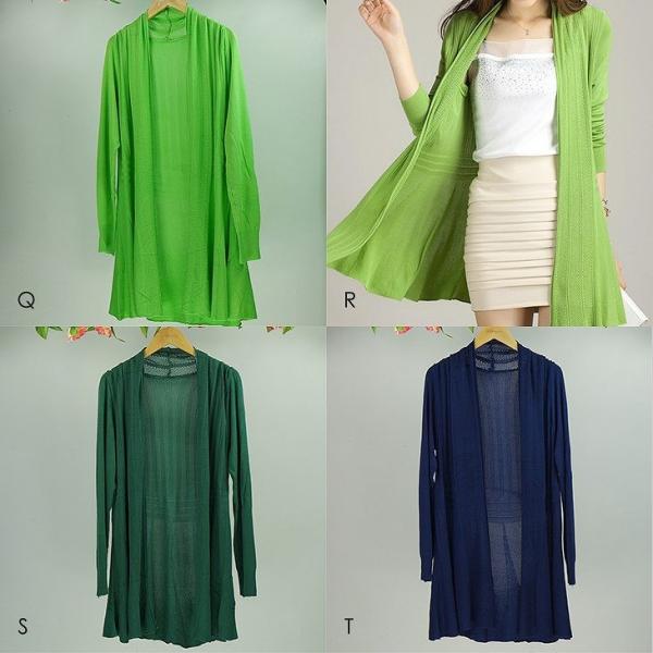 レディース　カーディガン　コーディガン　ロングカーデ　羽織　カジュアル　長袖　大人　可愛い　フェミニン　きれいめ　エレガント　おしゃれ　ホワイト　ピンク　イエロー　レッド　パープル　グリーン　グレー　ネイビー　ブラウン　オレンジ　フリーサイズ　送料無料