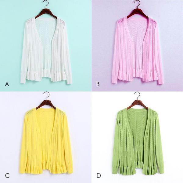 レディース　カーディガン　ニット　羽織　カジュアル　長袖　大人　可愛い　フェミニン　きれいめ　エレガント　おしゃれ　ホワイト　ピンク　イエロー　グリーン　ブラック　ブルー　オレンジ　フリーサイズ　ワンサイズ　送料無料